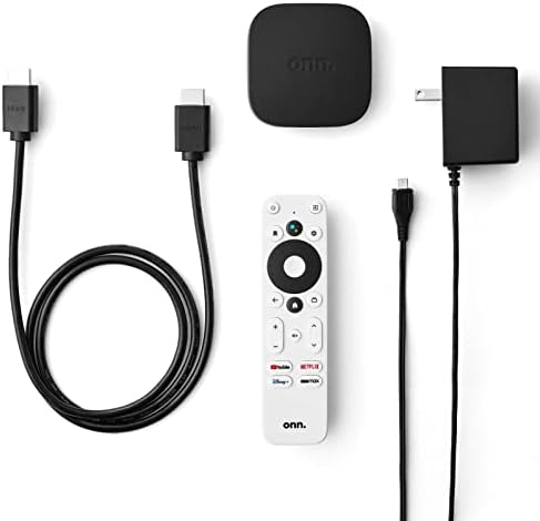 onn Android TV 4K UHD - Dispositivo de transmisión con control remoto por voz y cable HDMI